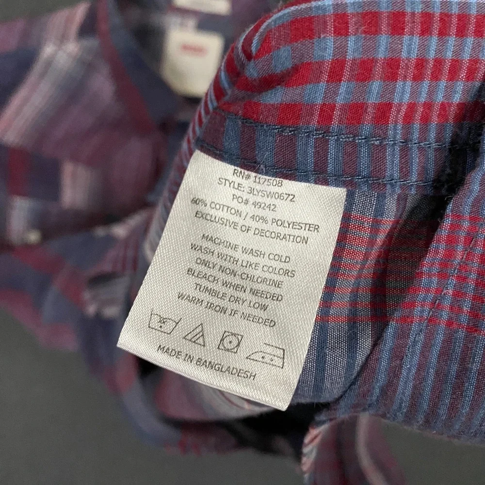Levis Western Shirt Mens Small Peal Snap Saw Tooth Pocket Short Sleeve Red Tab